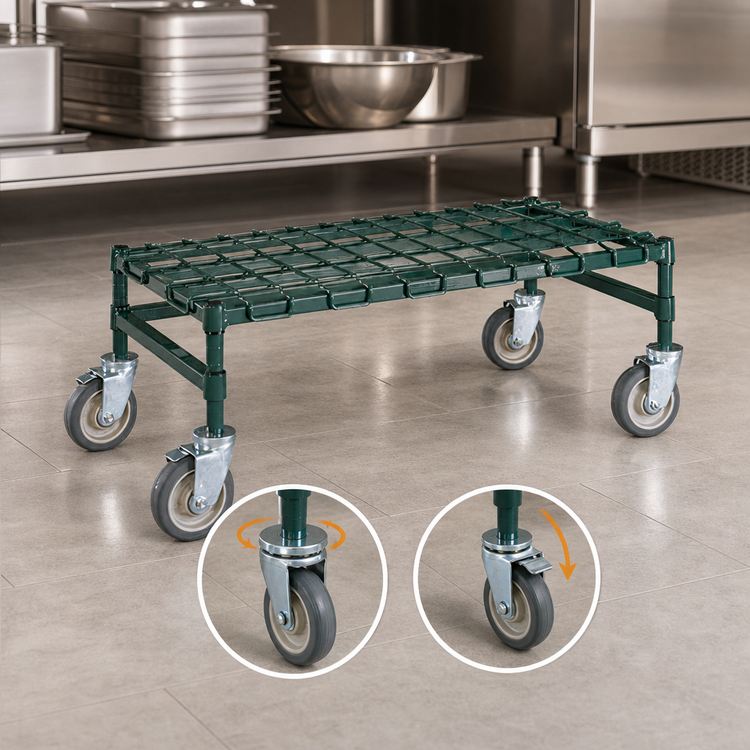 Product image #3 for Metro Super Erecta Mobile Wire Dunnage Rack, 48 x 18 Inches, 800 lb. Capacity, Green Epoxy-Coated Finish