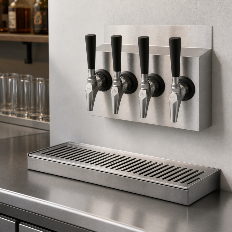 Product image #3 for Krowne Wall-Mount Four-Faucet Glycol-Cooled Beer Tower with Drip Tray