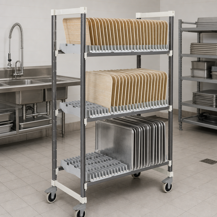 Product image #3 for Cambro Camshelving Elements XTRA Mobile Drying Rack Cart, 24 x 48 x 78-1/4 Inches, 84-Tray Capacity