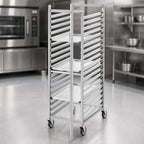 Thumbnail image #3 for Channel Manufacturing 414S All-Welded Stainless Steel Side-Load Bun Pan Rack, 10-Pan, 6-Inch Centers, 5-Inch Swivel Casters