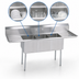 Thumbnail image #3 for BK Resources 90-Inch Three-Compartment Stainless Steel Sink with Dual Drainboards