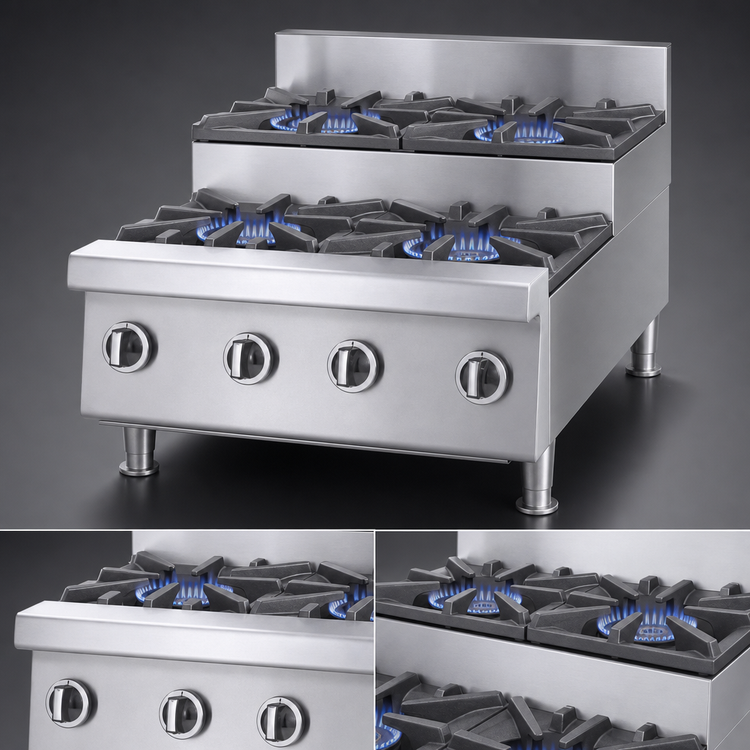 Product image #3 for Garland UTOG48-SU8 48-Inch Gas Countertop Step-Up Hotplate with 8 Burners