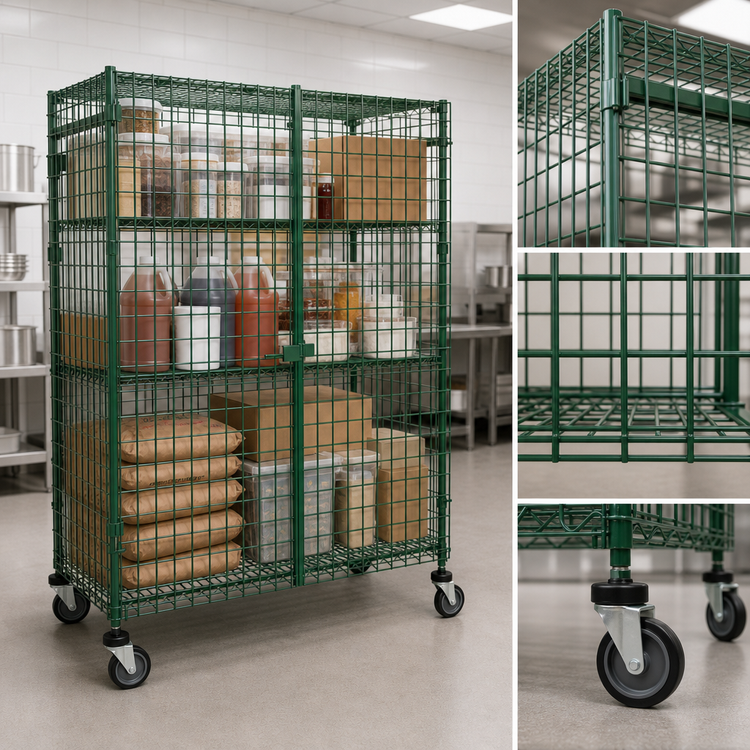Product image #3 for Quantum 48 Inch W x 24 Inch D x 63 Inch H Stationary Wire Security Cage with Green Epoxy Finish