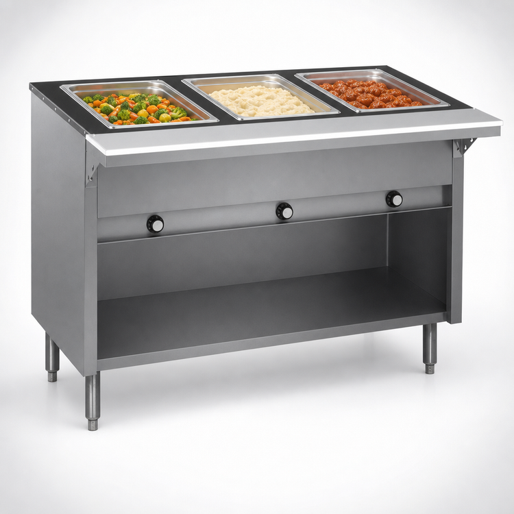 Product image #3 for Eagle Group Spec-Master 48-Inch Electric Hot Food Table with 3 Wet/Dry Wells and Open Cabinet Base