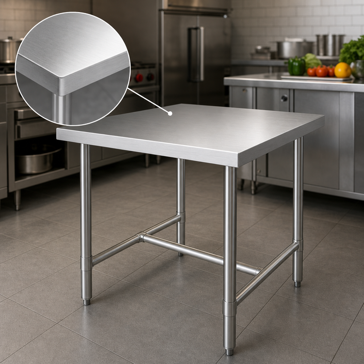 Product image #3 for 30" x 30" Heavy Duty Square Stainless Steel Work Table with H-Frame Base