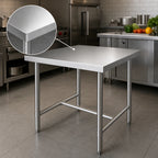 Thumbnail image #3 for Klinger's Trading HST3030 30" x 30" x 36" Stainless Steel Work Table, 18-Gauge 430 Series Top, Open H-Frame Base
