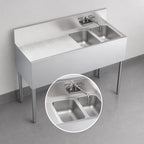 Thumbnail image #3 for Krowne Royal Series KR19-42R Two-Compartment Stainless Steel Underbar Sink with Left Drainboard and Faucet, 48 x 19 Inches
