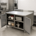 Thumbnail image #3 for BK Resources 48 x 36-Inch Stainless Steel Cabinet Base Enclosed Work Table with Hinged Doors and 5-Inch Backsplash