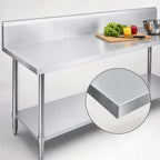 Thumbnail image #3 for Duke Manufacturing 314-30144-10R 144-Inch x 30-Inch Stainless Steel Work Table with 10-Inch Riser, Marine Edge and Galvanized Undershelf