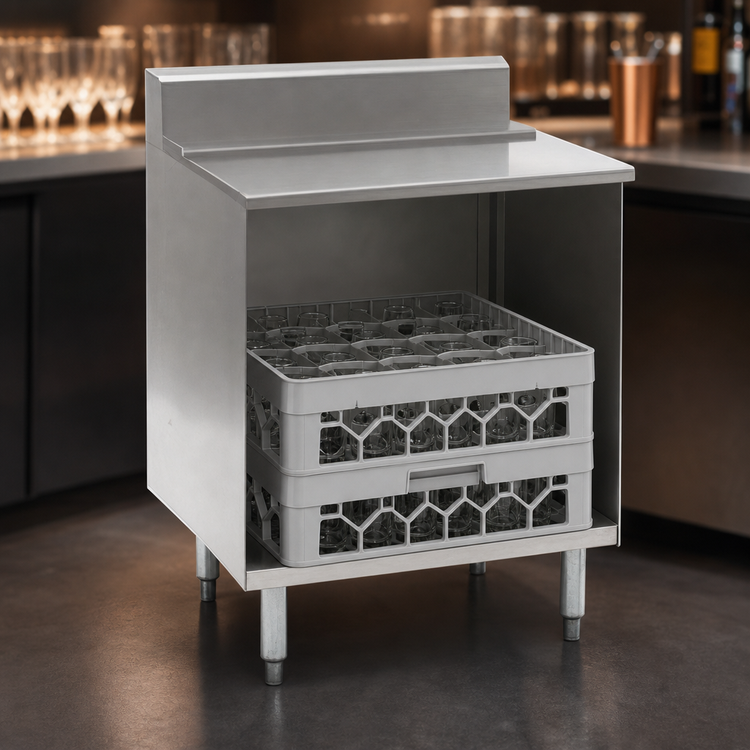 Product image #3 for Eagle 2200 Series 12-Inch Open Top Underbar Glass Rack Storage Unit with Open Cabinet Base