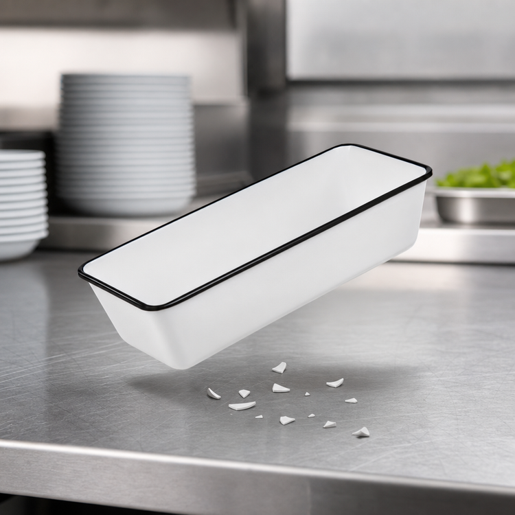 Product image #3 for American Metalcraft Endurance Rectangular Melamine Bowl, 106 oz., White with Black Rim