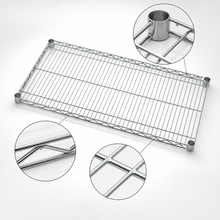 Product image #3 for Quantum 72-Inch x 14-Inch 304 Stainless Steel Wire Shelf, 600-800 lb. Capacity