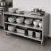 Thumbnail image #3 for BK Resources Open Front Stainless Steel Dish Cabinet with Fixed Shelf, 36 x 15 Inches
