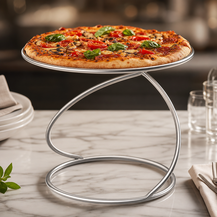 Product image #4 for Contempo Stainless Steel Pizza Stand/Riser with Swirl Design