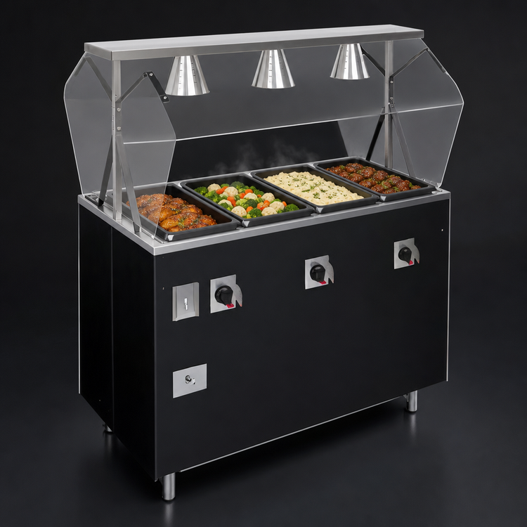 Product image #3 for Vollrath 2-Series Affordable Portable Deluxe 4-Well Mobile Hot Food Station, 60 Inch Wide