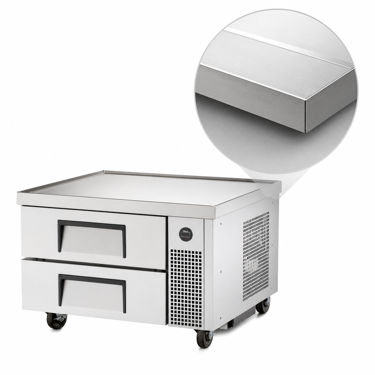 Product image #3 for 36-3/8-Inch W Refrigerated Chef Base with 2 Drawers, Self-Contained Side-Mounted Refrigeration