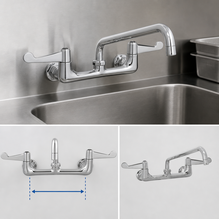 Product image #3 for T&S Brass equip 8-Inch Center Wall-Mount Swivel Faucet with 12-Inch Swing Nozzle