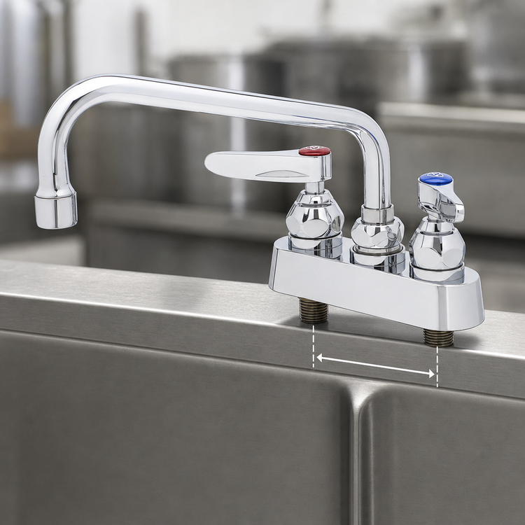 Product image #3 for T&S Brass B-1111 4-Inch Centers Deck-Mount Workboard Faucet with 8-Inch Swing Nozzle, Low-Lead, ADA-Compliant