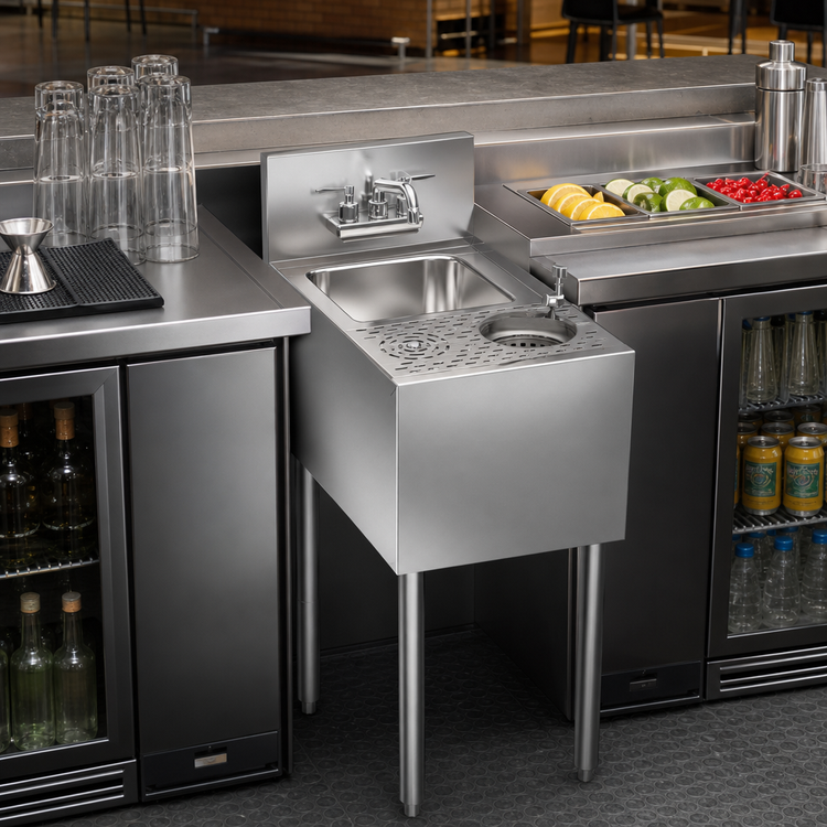 Product image #3 for Krowne Royal Series 14-Inch Underbar Speed Unit with Dump Sink, Speed Rinser, and Dipperwell