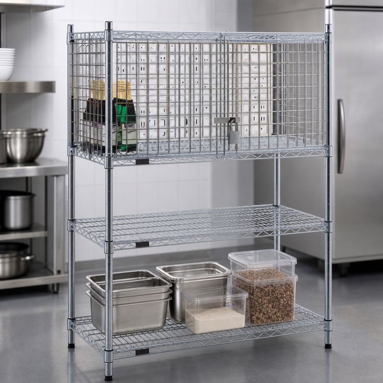 Product image #3 for EAGLEbrite Zinc 48 Inch W x 24 Inch D Security Enclosure Kit with Hinged Doors for Wire Shelving