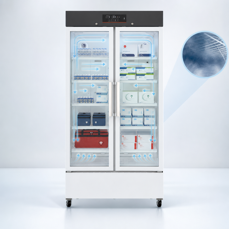 Product image #4 for KoolMore 27 Cu. Ft. Medical Vaccine Refrigerator with 2 Swing Glass Doors and Multi-Level Emergency Alarms