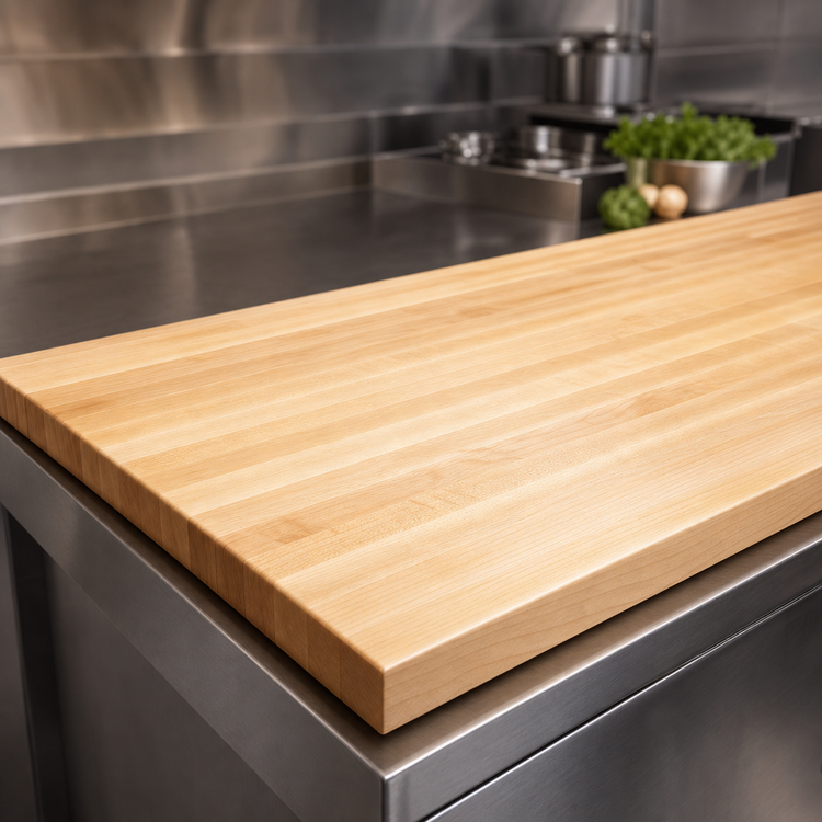 Product image #3 for Boos Block 132 x 38 Inch Kitchen Countertop, 1-1/2 Inch Thick, Edge Grain Northern Hard Rock Maple, Varnique Finish