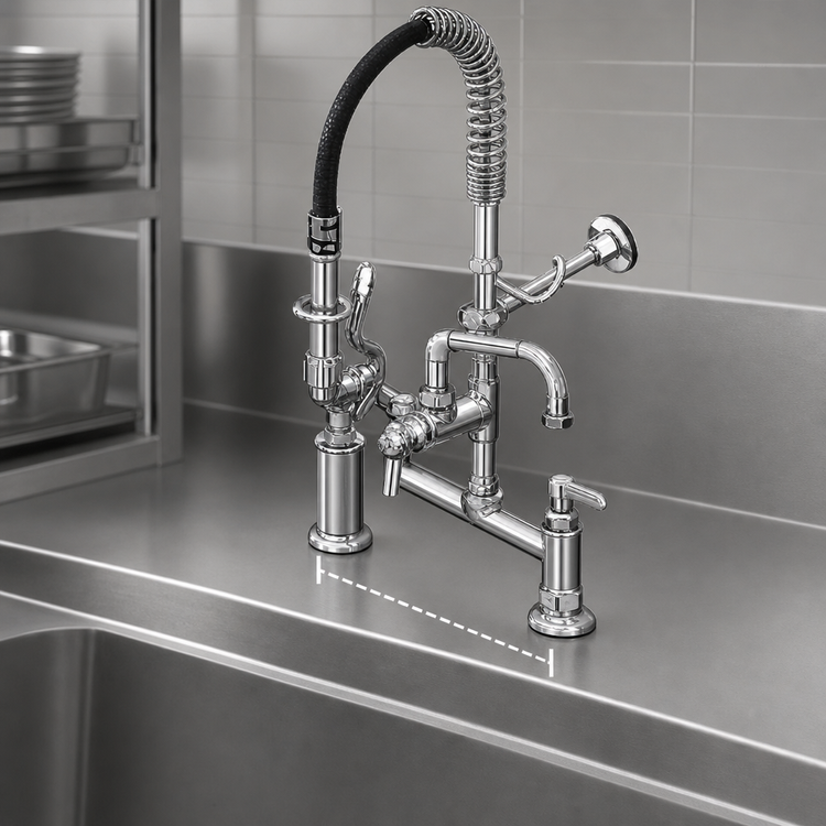 Product image #3 for T&S Brass Mini Pre-Rinse Faucet, 8-Inch Deck Mount, 0.65 GPM Low-Flow Spray Valve, 6-Inch Swing Nozzle