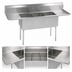 Thumbnail image #3 for BK Resources 84-Inch Three-Compartment Stainless Steel Sink with Dual 18-Inch Drainboards and 9-Inch Backsplash