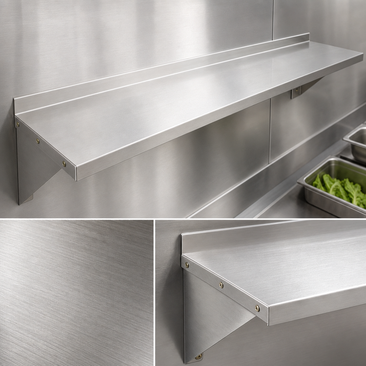 Product image #3 for John Boos Stallion EWS8-1684 84-Inch x 16-Inch Wall-Mounted Stainless Steel Shelf