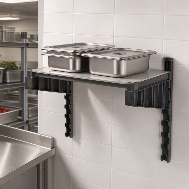 Product image #3 for Cambro Camshelving Elevation Series 18 x 30-Inch Solid Wall-Mounted Shelf Kit with 15-Inch Uprights