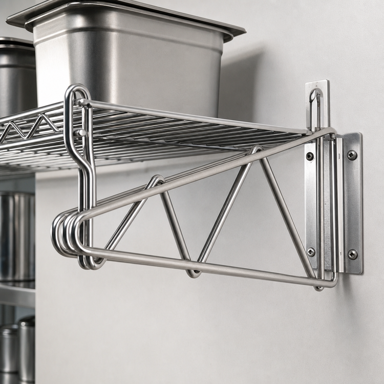 Product image #3 for Advance Tabco Special Value Series 18-Inch Heavy-Duty Chrome-Plated Wire Shelving Wall Bracket Set, Single Mount