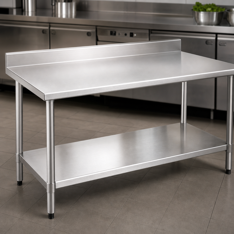 Product image #3 for Deluxe Series 60 x 30 Inch Stainless Steel Work Table with 4-1/2 Inch Backsplash and Adjustable Undershelf