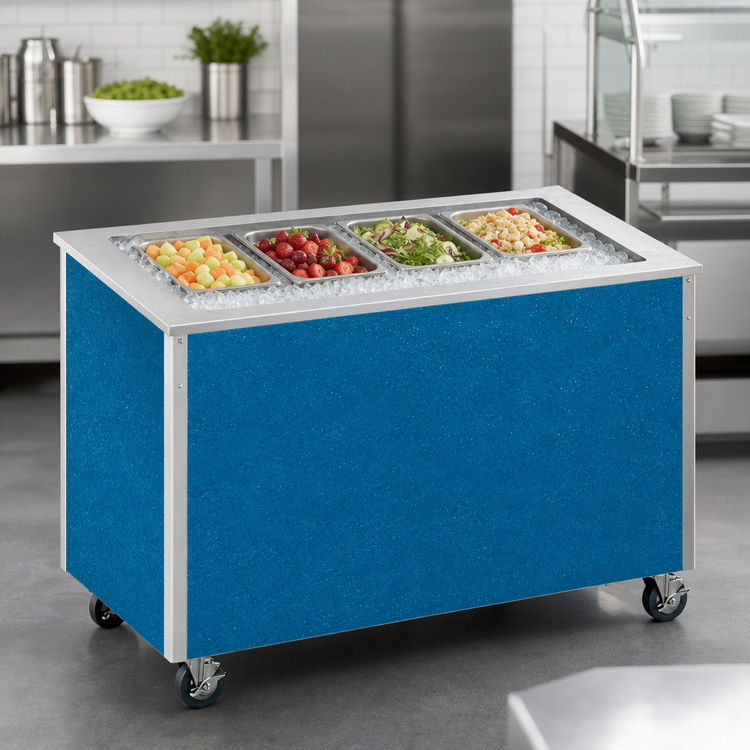 Product image #4 for Vollrath 4-Series Signature Server® Stainless Steel Modular Ice-Cooled Cold Food Station, 4-Pan, 60 x 28 x 27 Inches