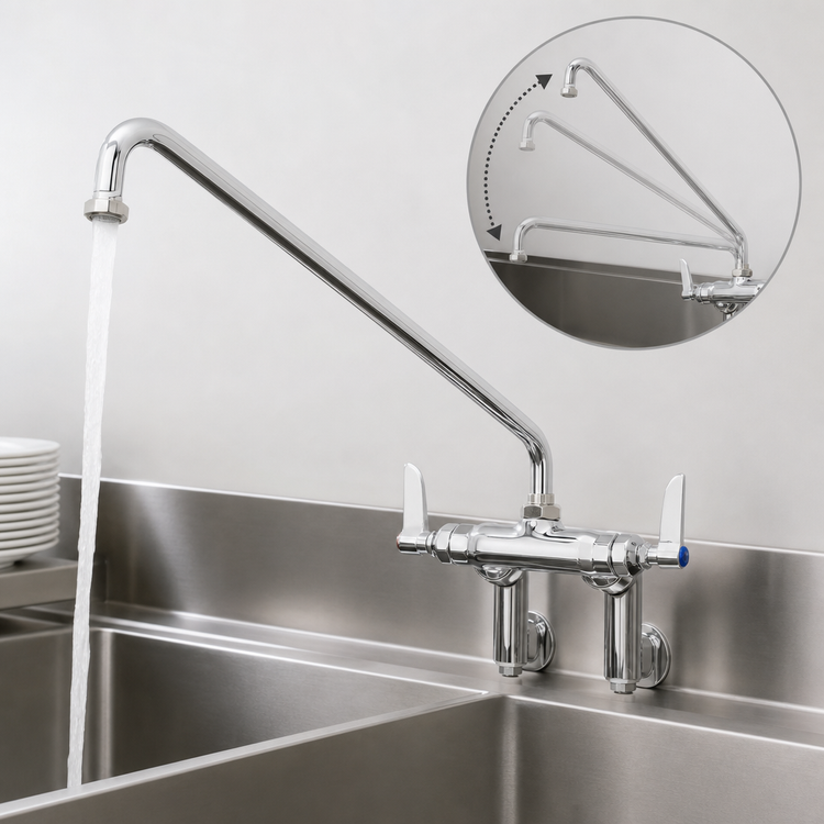 Product image #3 for T&S Brass B-0240 Wall-Mounted Double Pantry Sink Mixing Faucet with 18-Inch Swing Nozzle