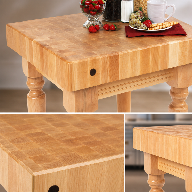 Product image #3 for John Boos Saratoga Farm Butcher Block Work Table, 24 x 24 x 32, 4-Inch End Grain Northern Hard Rock Maple, Oil Finish