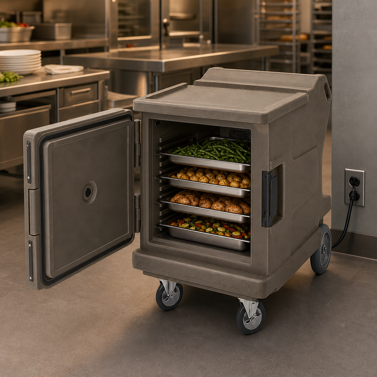 Product image #4 for Cambro Camtherm Low Profile Single-Door Electric Hot Holding Cabinet Cart, Granite Sand