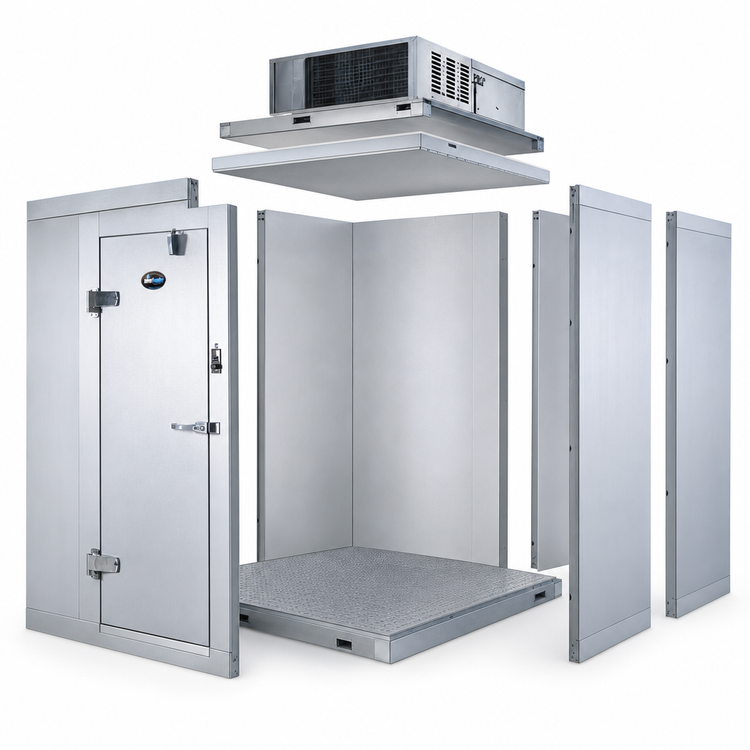 Product image #3 for AmeriKooler Quick Ship Indoor Walk-In Freezer with Floor, 6' x 6' x 7'7", Top-Mount Self-Contained R-448A Refrigeration