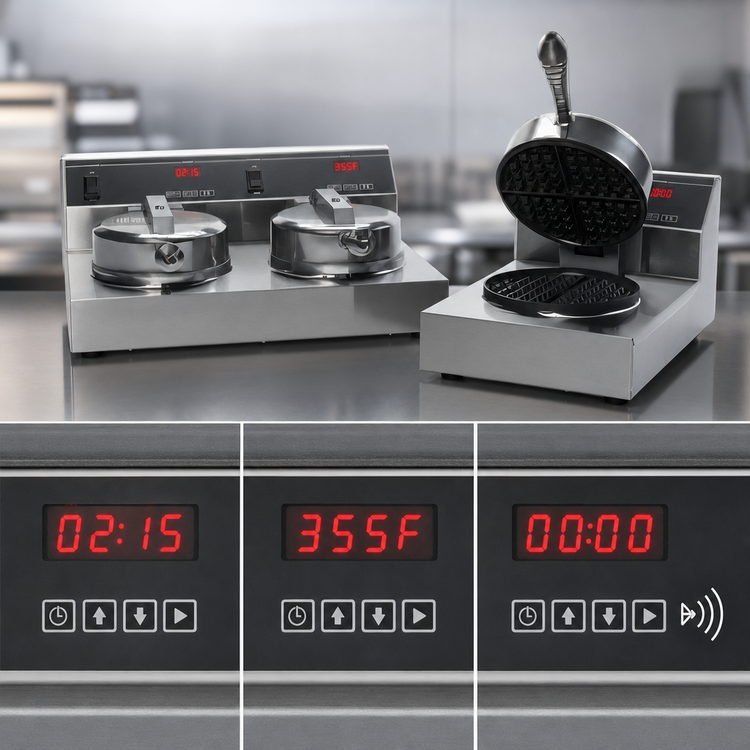 Product image #3 for Nemco 7000A-2 Dual Round Countertop Waffle Baker with Digital Programmable Controls