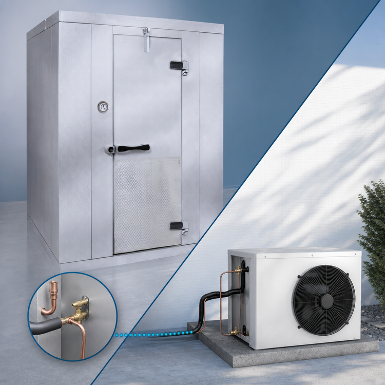 Product image #3 for Kold-Front 10' x 10' Indoor Walk-In Cooler with Floor and Remote Refrigeration