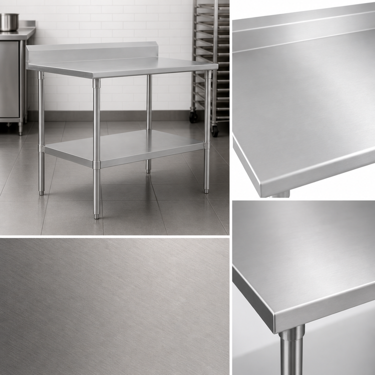 Product image #3 for John Boos Stallion 48" x 24" Stainless Steel Work Table with 5" Backsplash and Adjustable Undershelf