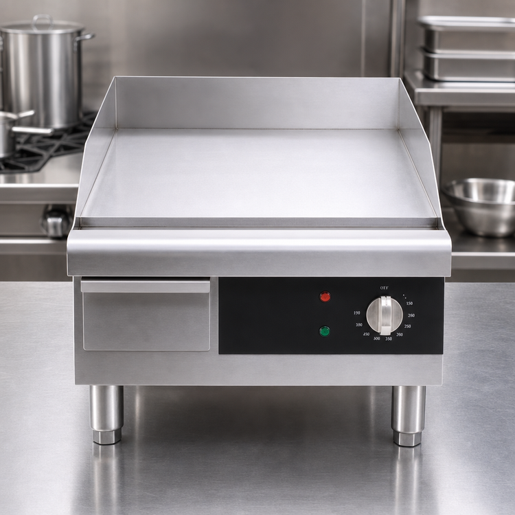 Product image #3 for Omcan Countertop Electric Griddle, 16-Inch Smooth Steel Cooking Surface, 1.75 kW, Stainless Steel