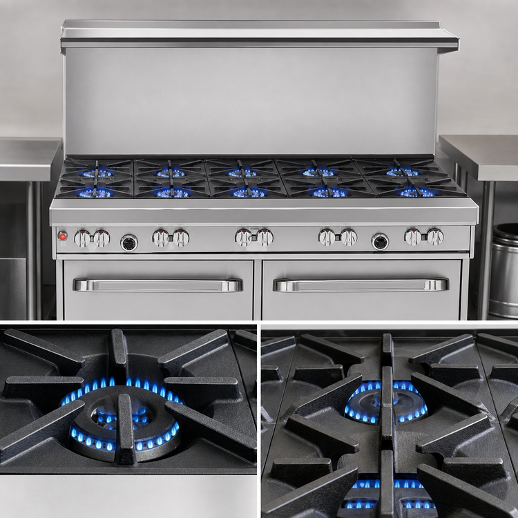 Product image #3 for Southbend Ultimate 60-Inch Gas Restaurant Range with 10 Open Burners, Convection Oven and Cabinet Base