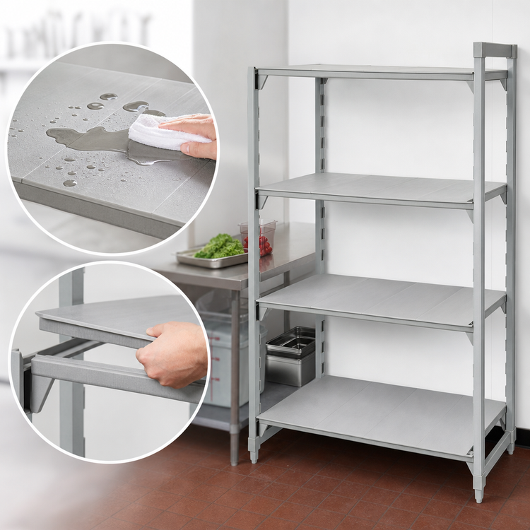 Product image #4 for Cambro Camshelving Premium Solid Add-On Polymer Shelving Unit, 24"W x 24"D x 84"H, 4-Tier
