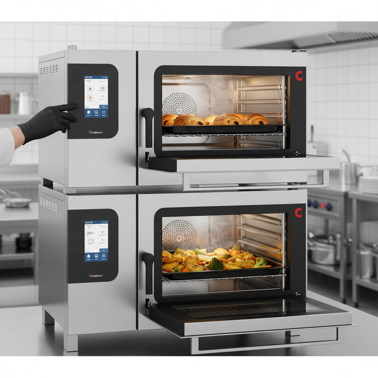 Product image #2 for Convotherm K12 Maxx Pro 6.20GS Double Stacked Full-Size Gas Boilerless Combi Oven with Disappearing Doors
