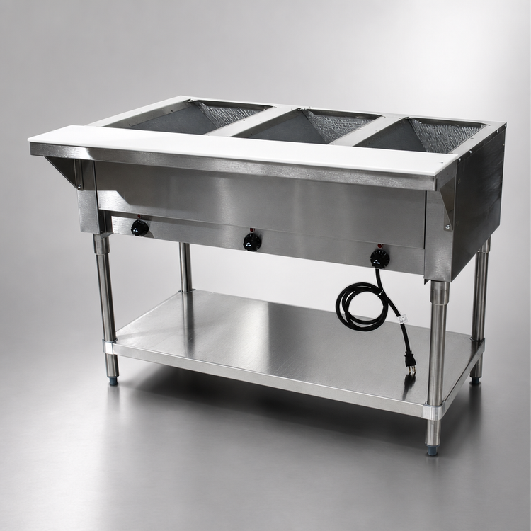 Product image #3 for Advance Tabco Triumph Supreme 3-Well Electric Hot Food Table with Undershelf and Cutting Board, 208/240V