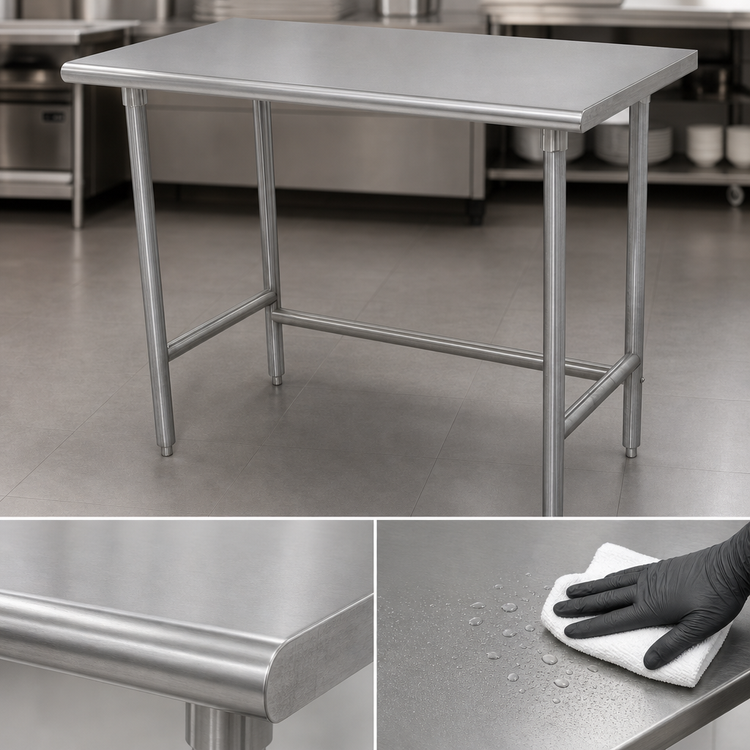 Product image #3 for Advance Tabco 48" x 30" 304 Stainless Steel Flat Top Work Table with Open Base