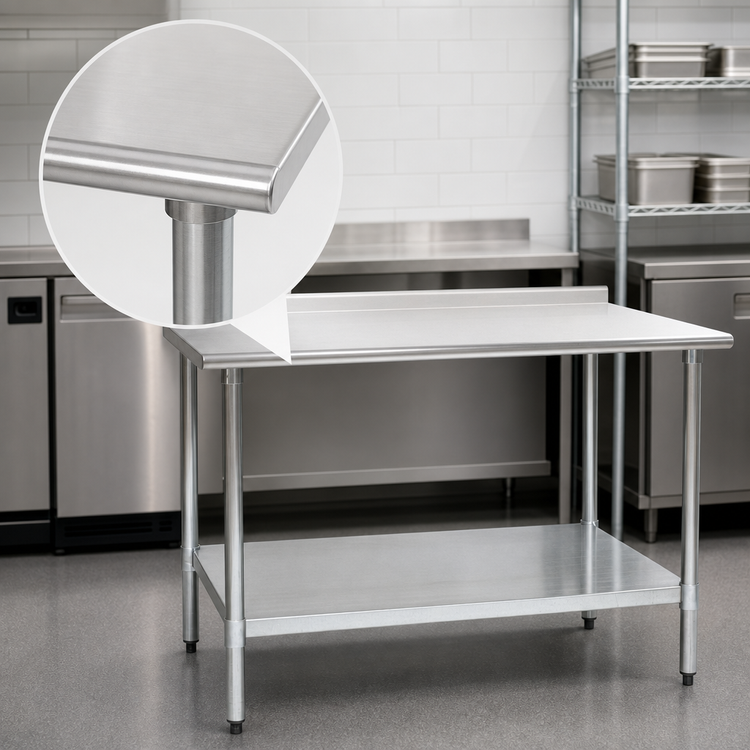 Product image #3 for BlendPort Budget Series 60-Inch x 24-Inch Stainless Steel Work Table with Rear Upturn and Adjustable Undershelf