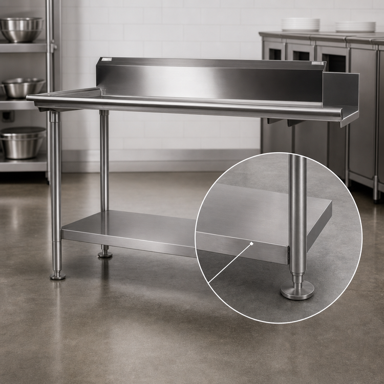 Product image #3 for John Boos 300 Series Stainless Steel Dishtable Undershelf with Adjustable Bullet Feet, 101-5/8" W x 24-1/8" D