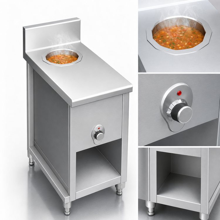 Product image #3 for La Rosa 14-Inch Utility Stand with 7-Quart Soup Warmer and Open Cabinet Base