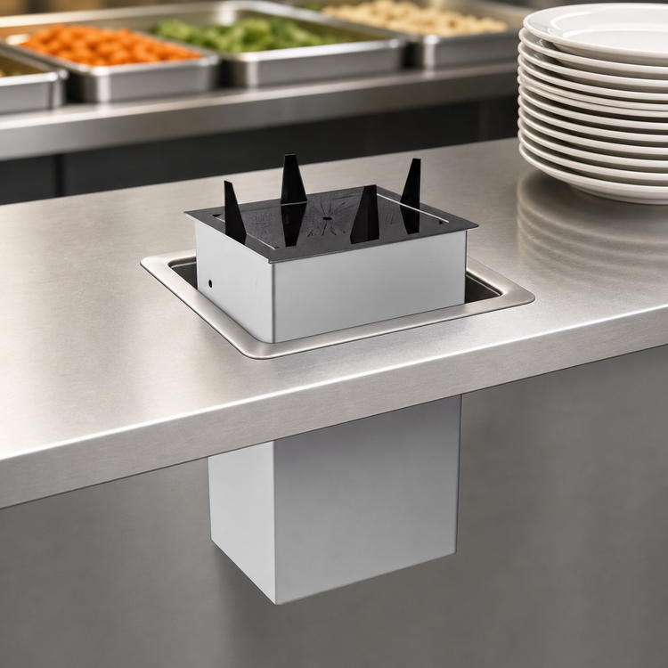 Product image #3 for Atlas Metal Drop-In Unheated Oval Platter Dispenser, Open Frame, Stainless Steel, 8-1/2 x 6-5/8 Inch Capacity